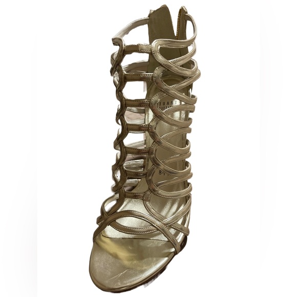 Stuart Weitzman Gold Strappy Shoes - Picture 5 of 9